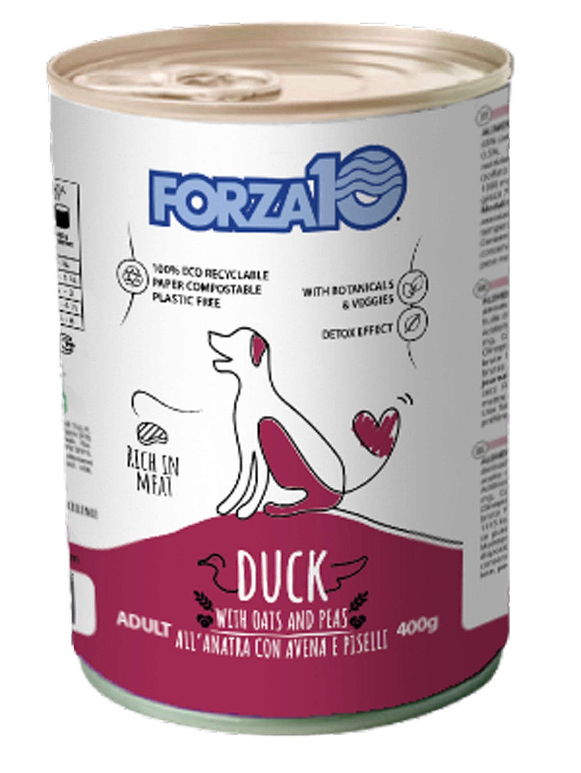 Forza10 Adult Maintenance Cibo Umido Con Anatra/Avena/Piselli Cani Adulti Barattolo 400g