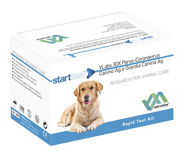 VetMotive Starttest Vlabs 3DX Parvo-Coronavirus Canino Ag e Giardia Canina Ag 5 Kit