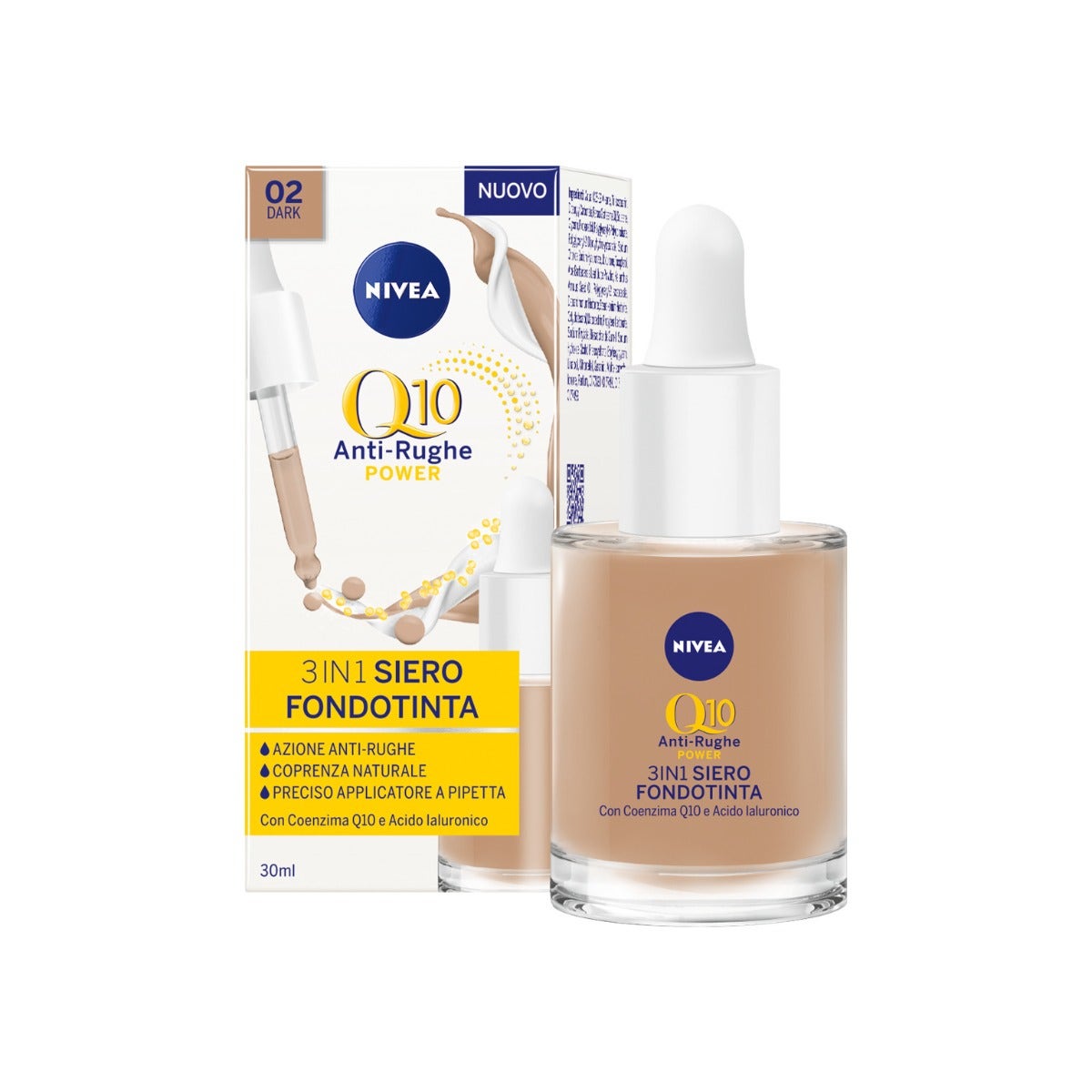 Nivea Q10 Power Anti-Rughe 3In1 Siero Fondotinta Dark 30ml