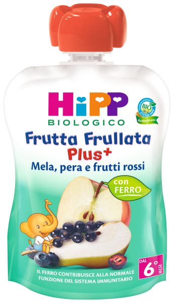 Hipp Bio Frutta Frullata Plus Mela Pera Futti Rossi + Ferro 90g