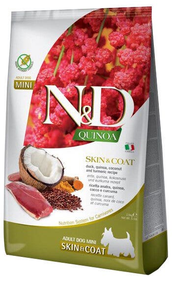 N&D Quinoa Dog Skin &Coat Cibo Secco Anatra Cocco E Curcuma Per Cani Adulti Taglia Mini 800g