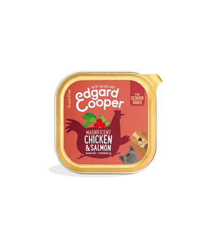 Edgard & Cooper Senior Pollo E Salmone Senza Cereali Cibo Umido per Cani 150g