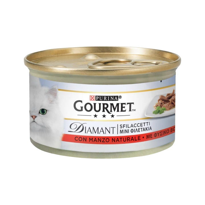 Purina Gourmet Diamant Sfilaccetti Con Manzo Prelibato Per Gatti Lattina 85g