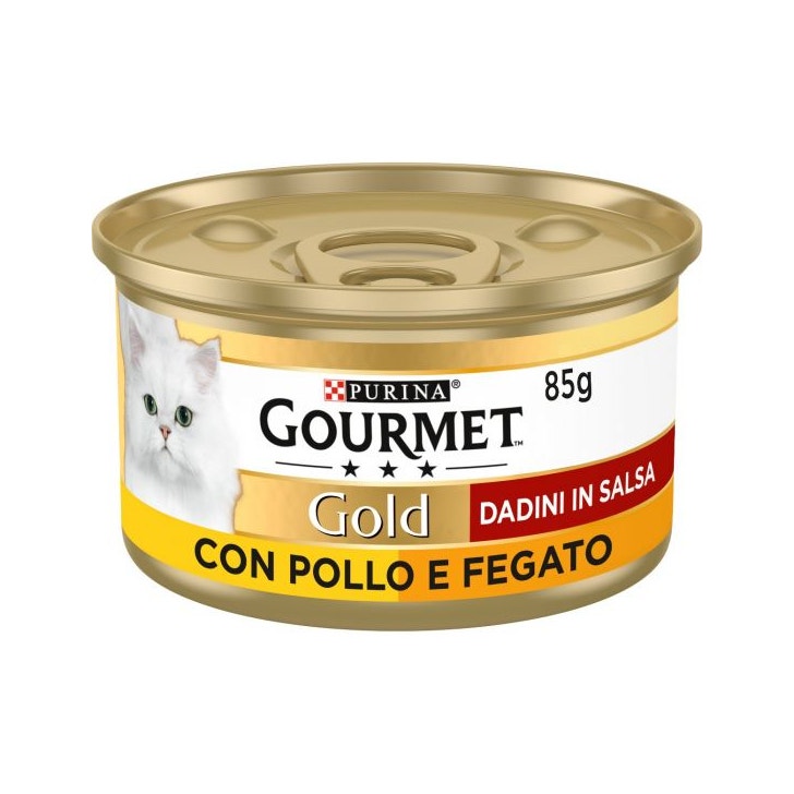Purina Gourmet Gold Dadini In Salsa Con Pollo E Fegato Per Gatti Lattina 85g