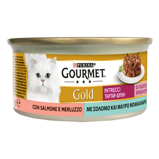 Purina Gourmet Gold Intrecci Con Salmone E Merluzzo Per Gatti Lattina 85g