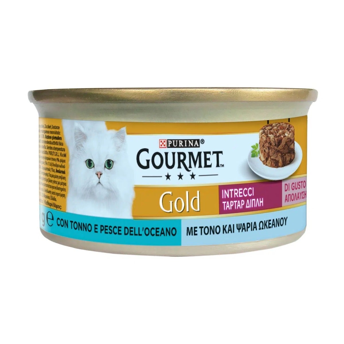 Purina Gourmet Gold Intrecci Di Tonno E Pesce Dell'Oceano Per Gatti Lattina 85g