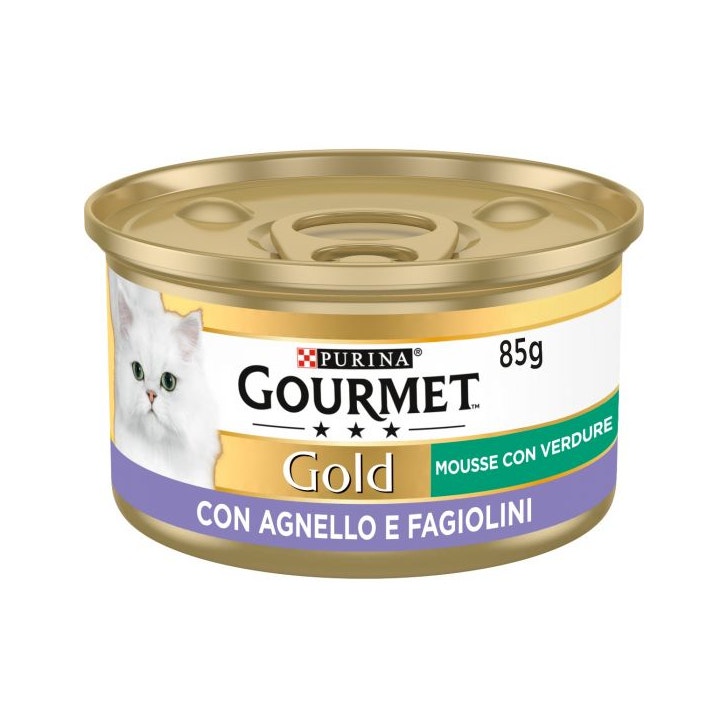 Purina Gourmet Gold Mousse Con Agnello E Fagiolini Per Gatti Lattina 85g