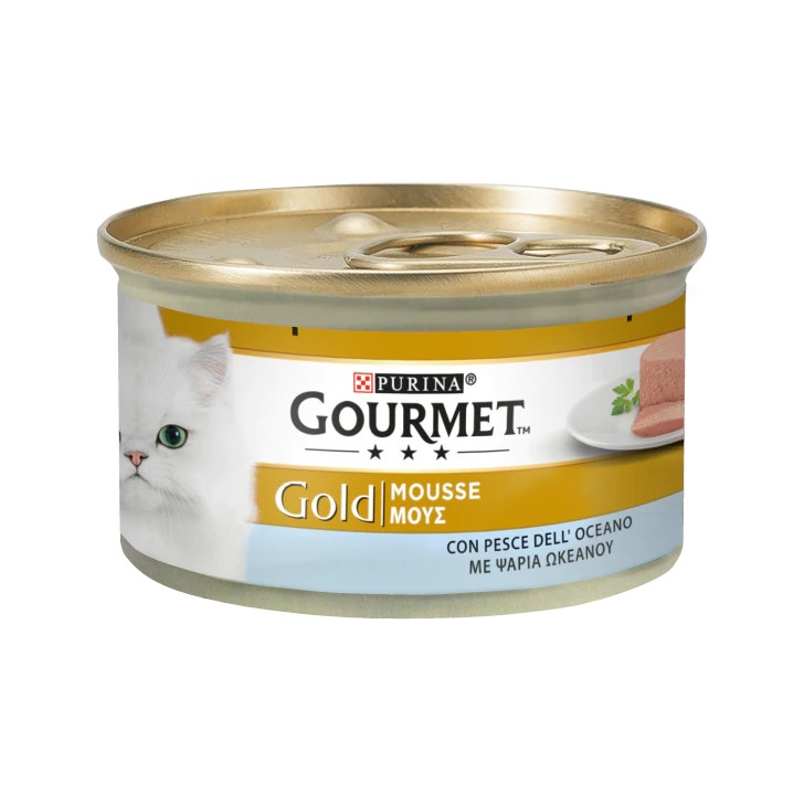 Purina Gourmet Gold Mousse Con Pesce Dell'Oceano Per Gatti Lattina 85g