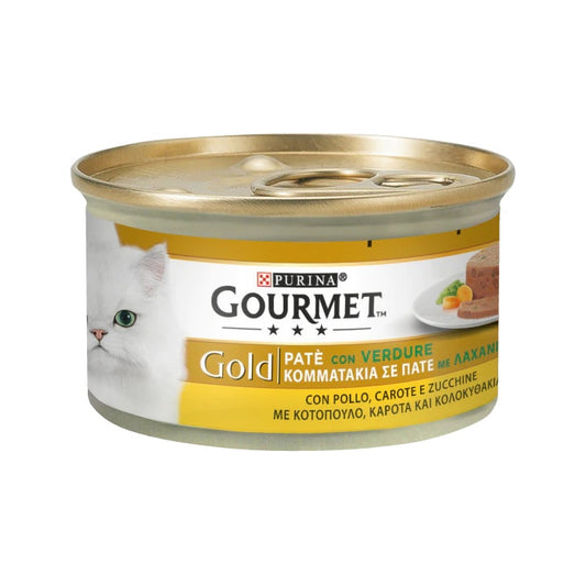 Purina Gourmet Gold PatÈ Con Pollo Carote E Zucchine Per Gatti Lattina 85g