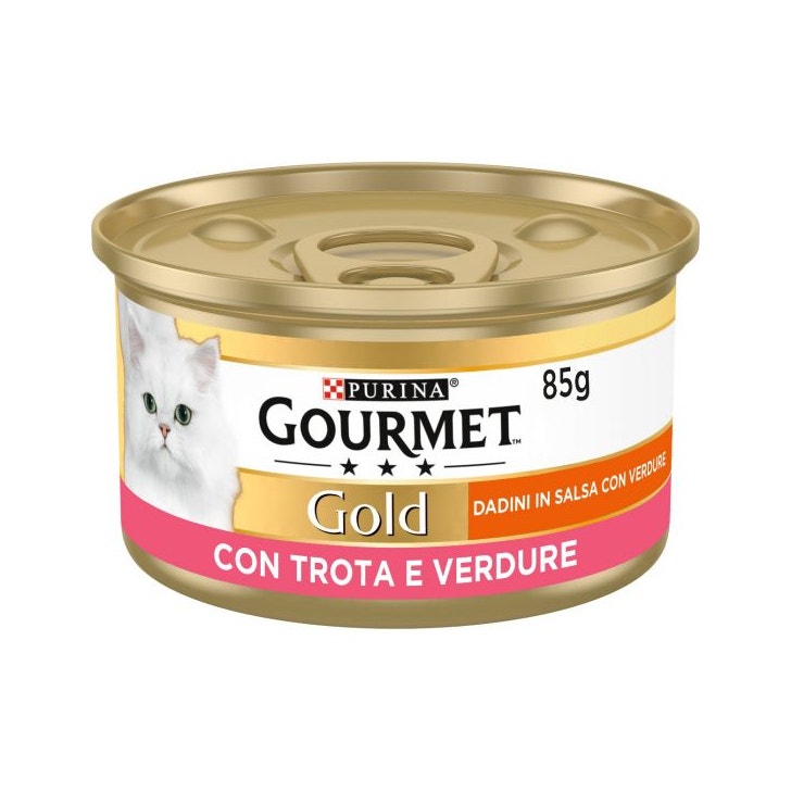 Purina Gourmet Gold Dadini In Salsa Con Trota E Verdure Per Gatti Lattina 85g
