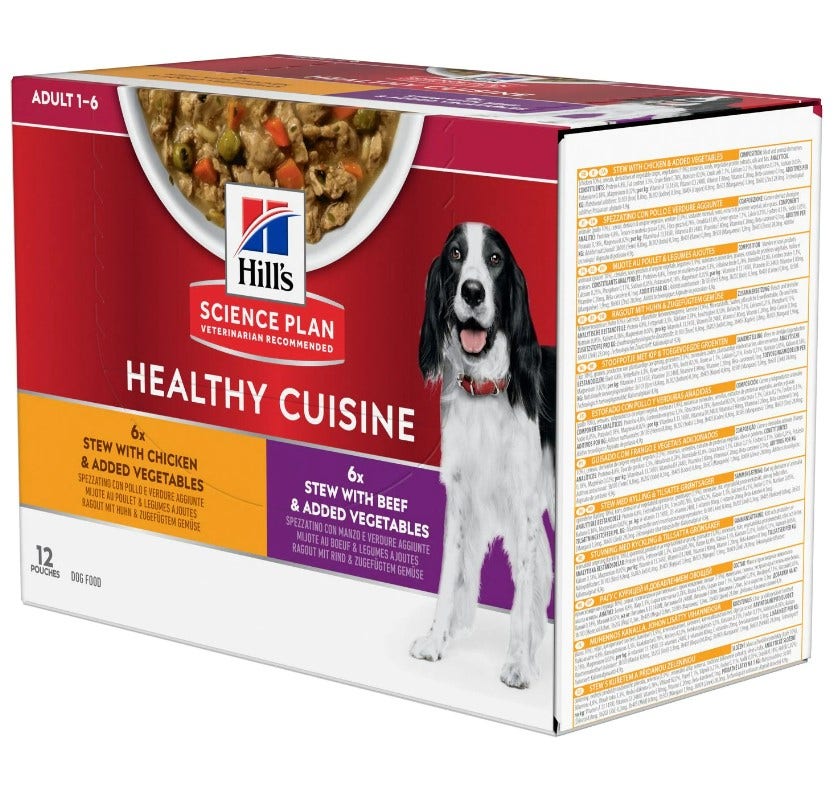 Hill's Science Plan Multipack Cane Adult Spezzatini Gusti Assortiti Pollo/Manzo 12x90gr