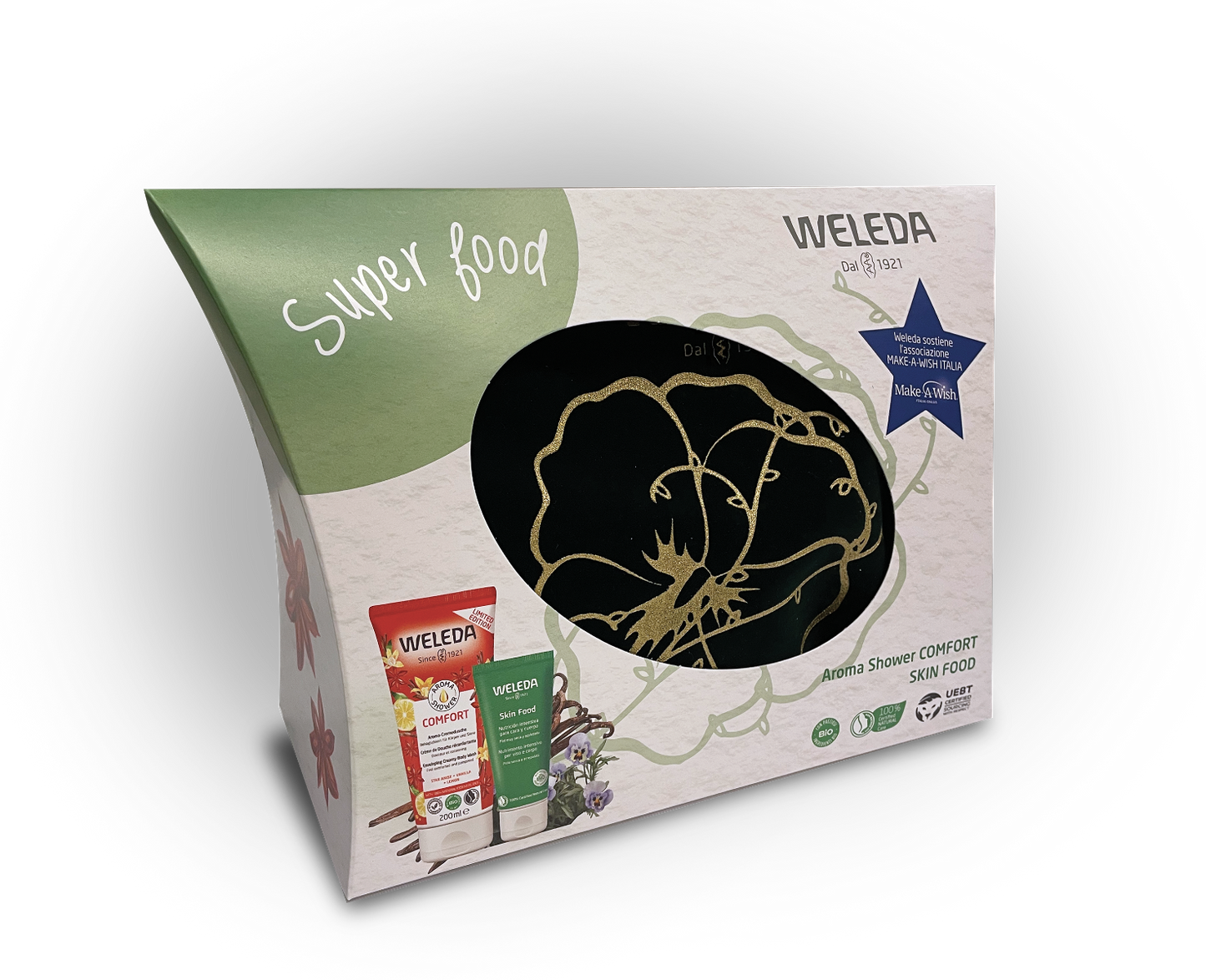 Weleda Cofanetto Super Food Gel Doccia 200ml + Crema Multifunzione Corpo 30ml + Pochette