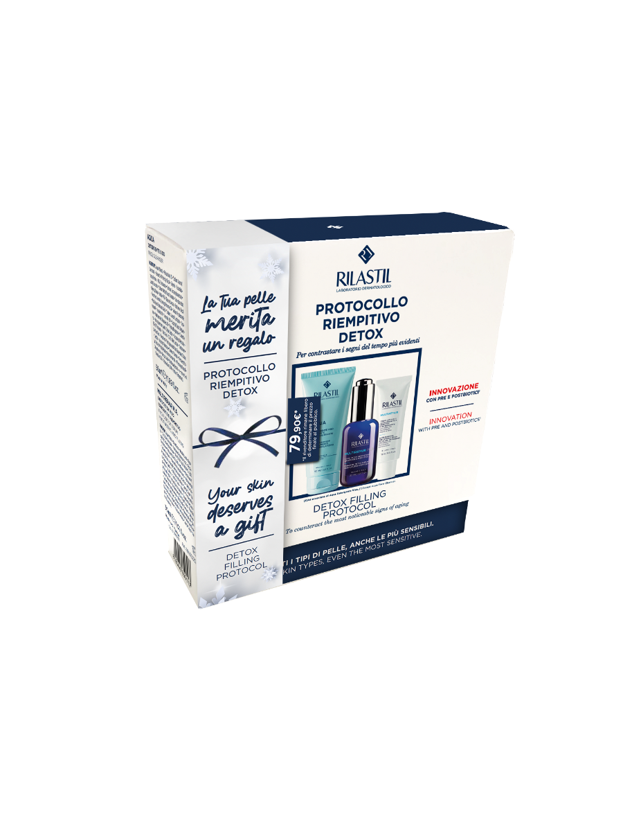 Rilastil Cofanetto Protocollo Riempitivo Detox Viso Aqua Detergente 50ml + Siero 30ml + Crema 15ml