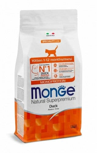 Monge Natural Superpremium Kitten Monoprotein Cibo Secco Anatra Per Gattini Sacco 400g
