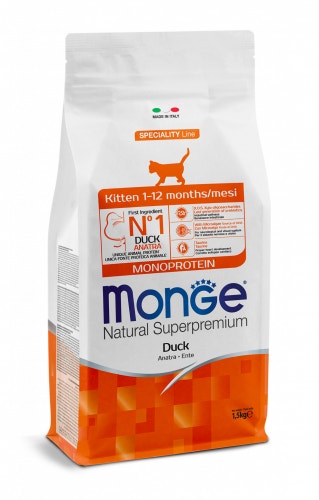 Monge Natural Superpremium Kitten Monoprotein Cibo Secco Anatra Per Gattini Sacco 400g