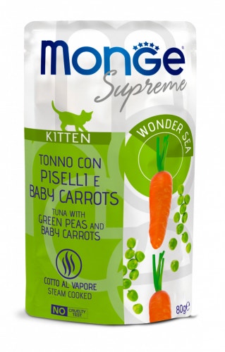 Monge Supreme Pezzetti Di Tonno Con Piselli E Baby Carrots Per Gattini Busta 80g