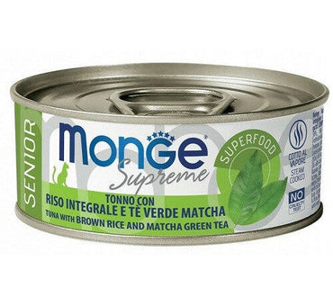 Monge Supreme Cibo Umido Tonno Con Riso Integrale/Tè Verde Matcha Per Gatti Senior Scatoletta 80g