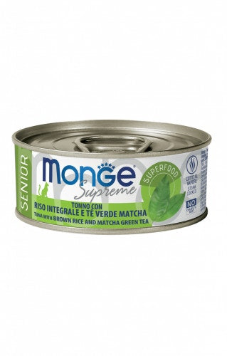 Monge Supreme Cibo Umido Tonno Con Riso Integrale/Tè Verde Matcha Per Gatti Senior Scatoletta 80g