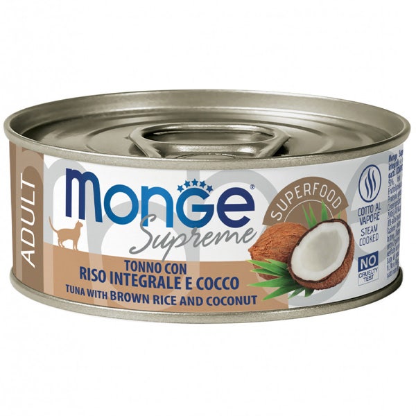 Monge Supreme Tonno Riso Integrale e Cocco Cibo Umido Gatti Adulti 80g