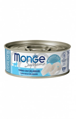Monge Supreme Cibo Umido Tonno Con Calamari Per Gatti Sterilizzati Scatoletta 80g