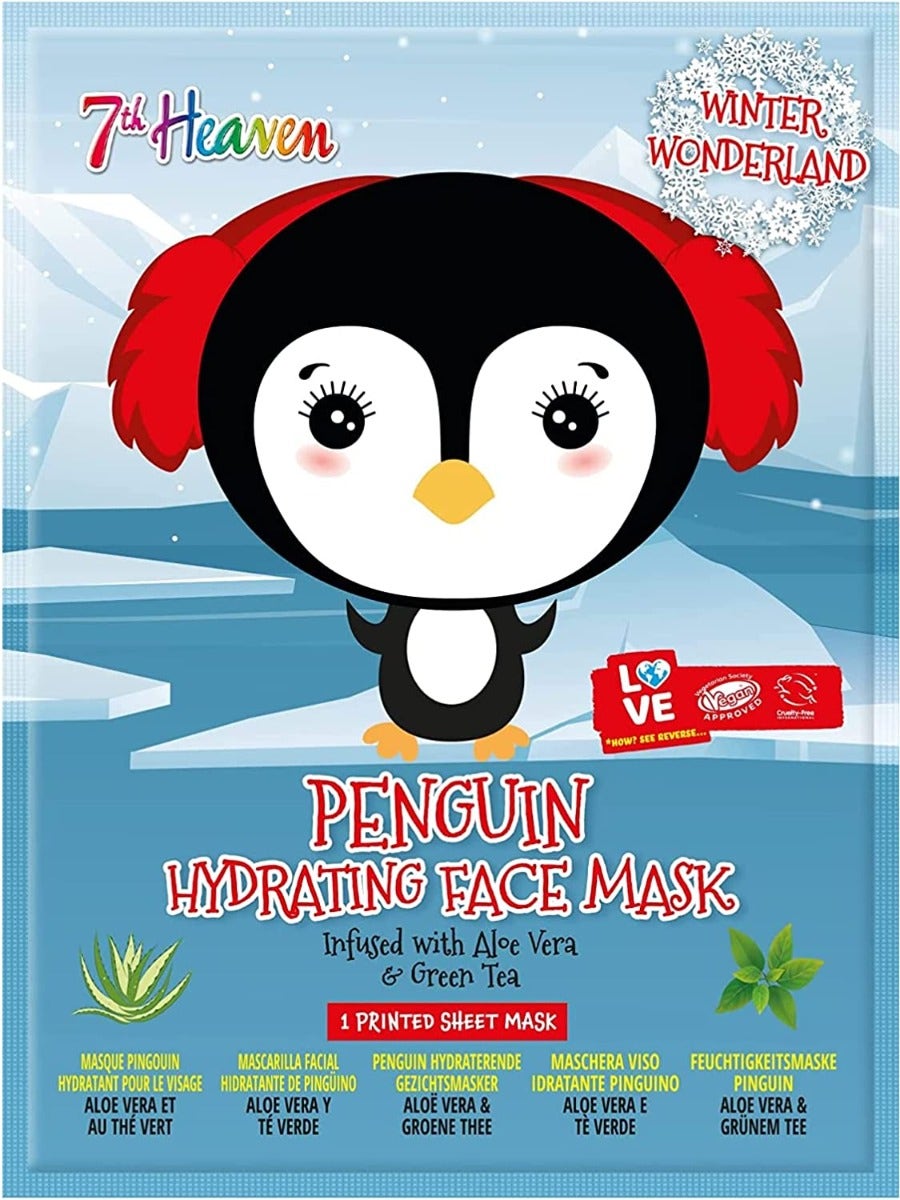 7th Heaven Maschera Viso Tessuto Stampa Pinguino Adulti /Bambini 8 Anni+