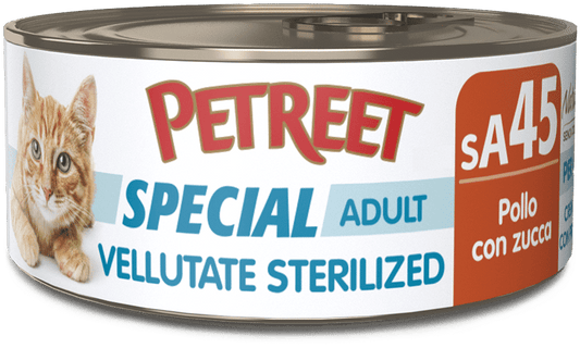Petreet Vellutate Pollo Con Zucca Cibo Umido Gatto Sterilizzato Barattolo 70g
