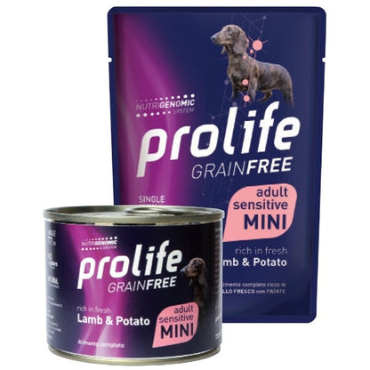 Prolife Grain Free Agnello Fresco Con Patate Cibo Umido Per Cani Adulti Taglia Mini Lattina 200g