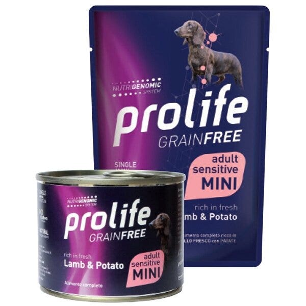 Prolife Grain Free Agnello Fresco Con Patate Cibo Umido Per Cani Adulti Taglia Mini Lattina 200g