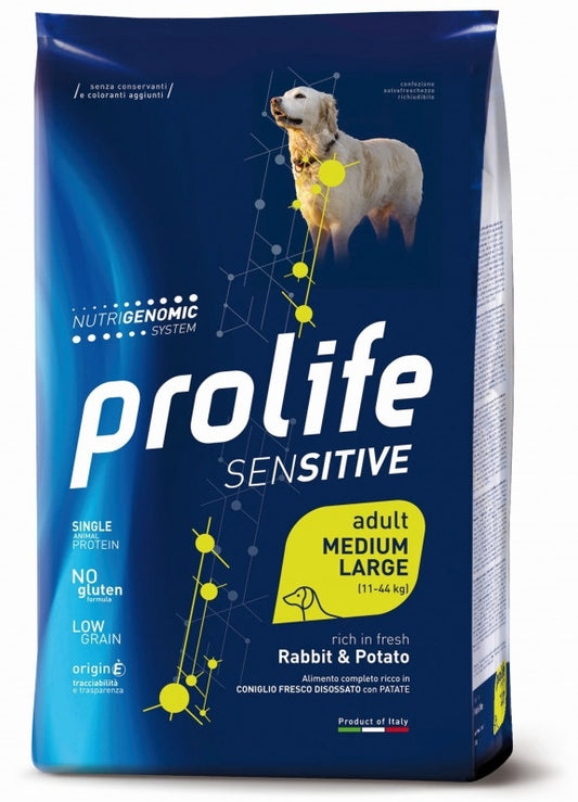 Prolife Dog Sensitive Rabbit & Potato Cibo Secco Per Cani Adulti Taglia Media/Grande Sacco 10 Kg