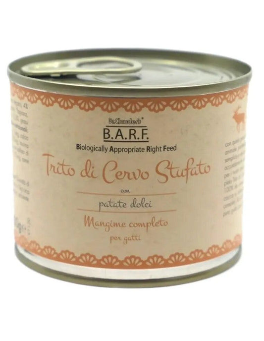 Barf Trito Di Cervo Con Patate Dolci Menù Completo Per Gatti 200g