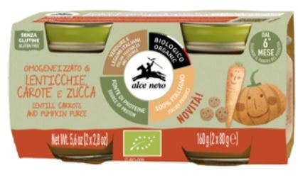 Alce Nero Omogeneizzato Lenticchie Carote E Zucca 2x80g