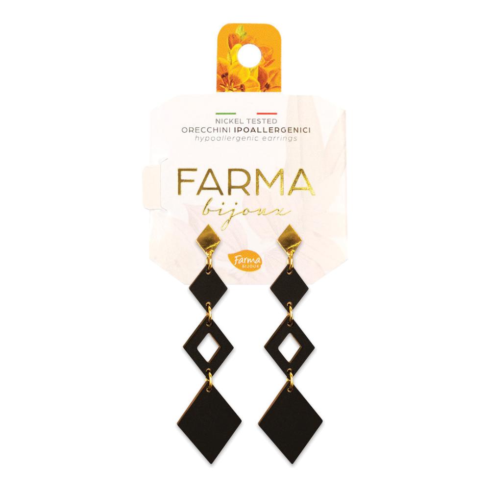 PENDENTI ROMBI LUNGO 65MM NERO