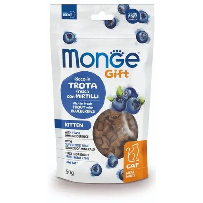 Monge Meat Minis Snack Per Gattini Trota Fresca Con Mirtilli 50g