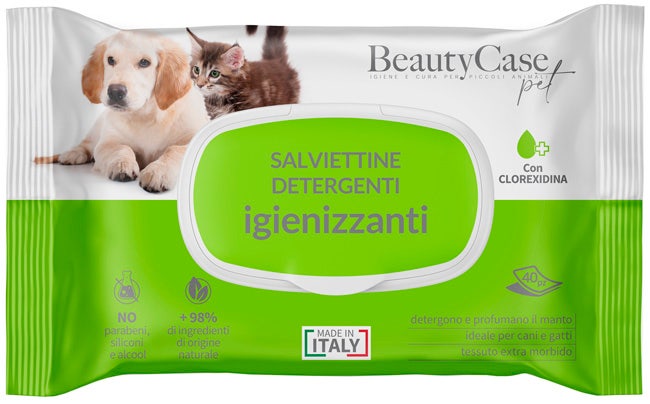 BeautyCase Salviettine Detergenti Clorexidina Per Cani E Gatti 40 Pezzi