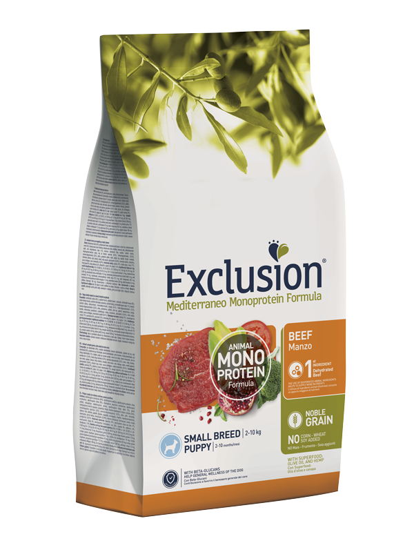 Exclusion Mediterraneo Monoprotein Noble Grain Cibo Secco Manzo Per Cani Adulti Taglia Piccola Sacco 500g