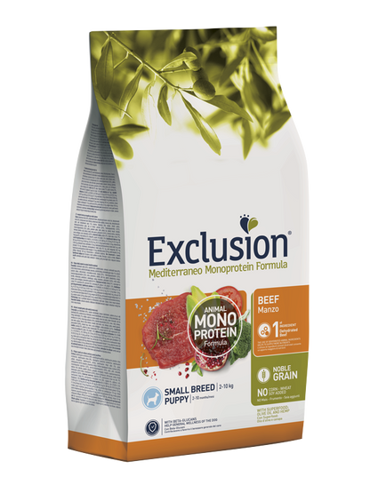Exclusion Mediterraneo Monoprotein Noble Grain Cibo Secco Manzo Per Cani Adulti Taglia Piccola Sacco 500g