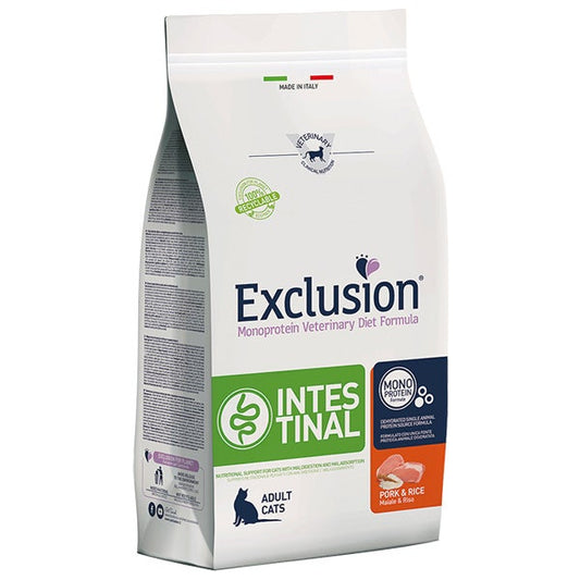Exclusion Diet Intestinal Cat Maiale e Riso Cibo Secco Per Gatti 1,5kg