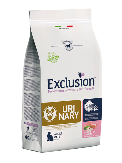 Exclusion Monoprotein Veterinary Diet Urinary Maiale Piselli E Riso Per Gatti Sacco 300g