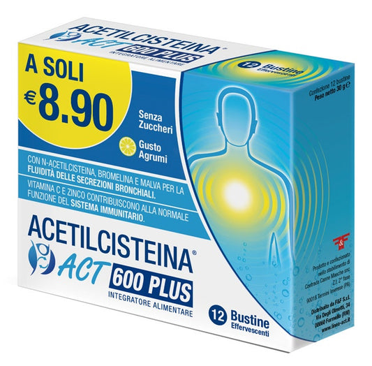 Acetilcisteina Act 600 Plus 12 Bustine Effervescenti Agrumi