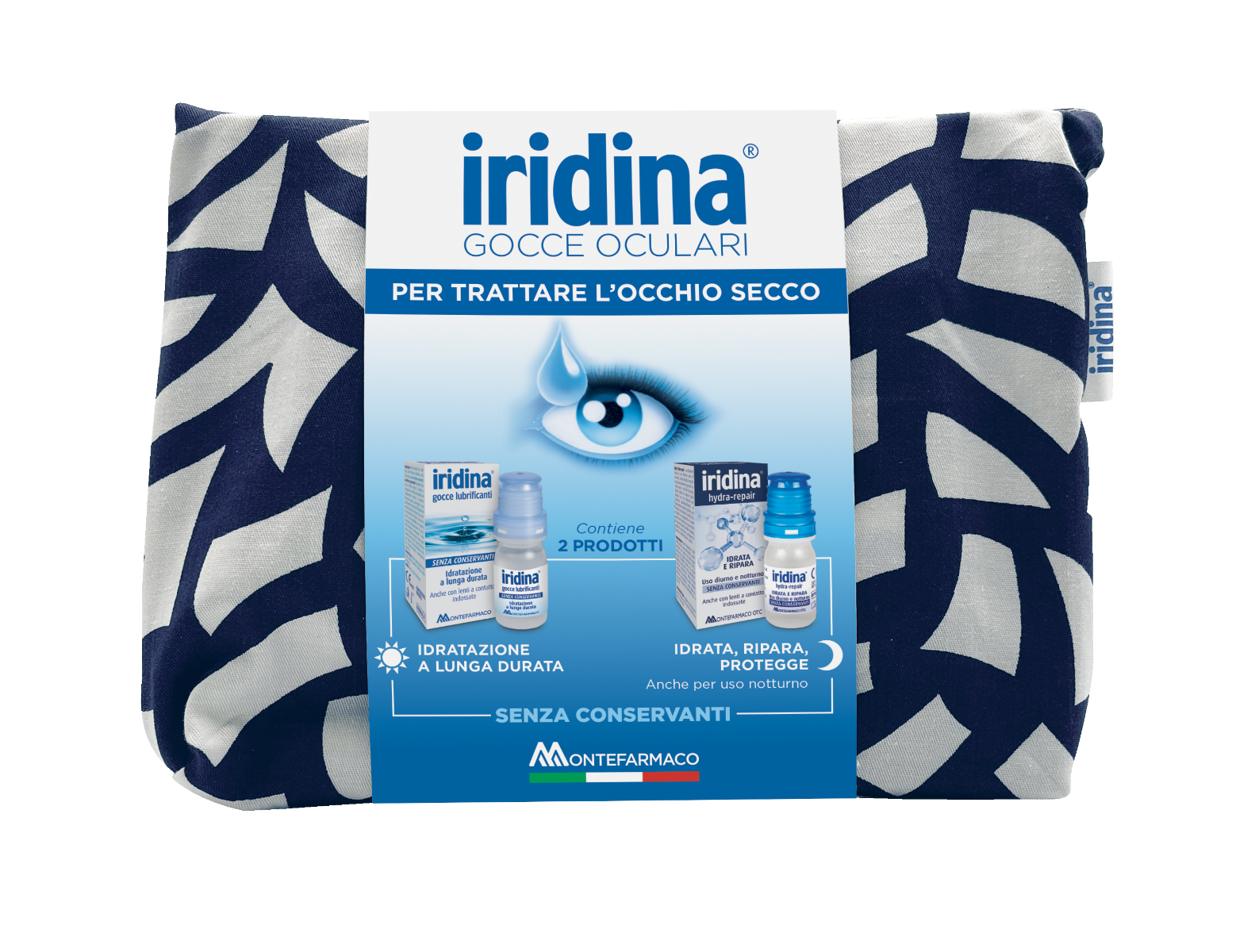 Iridina Gocce Oculari Lubrificanti 10ml + Hydra Repair 10ml + Pochette