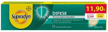 Supradyn Difese per il Sistema Immunitario con Vitamina C D e Zinco 15 Compresse Effervescenti