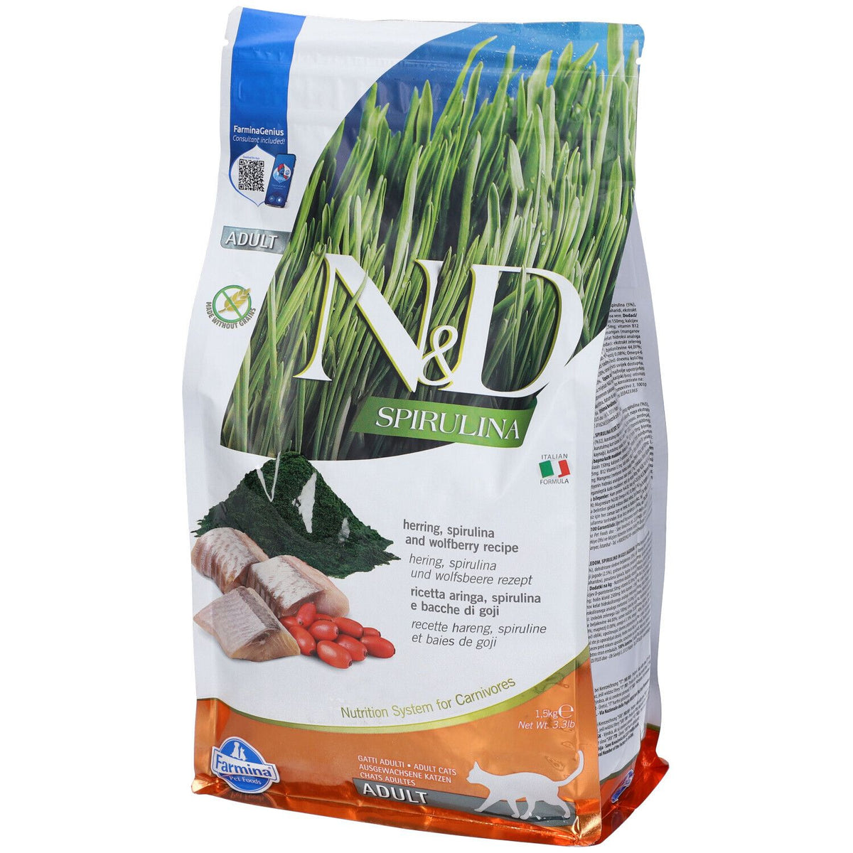 Farmina N&D Spirulina Gatto Adult Aringa Per Gatti Adulti 1.5kg