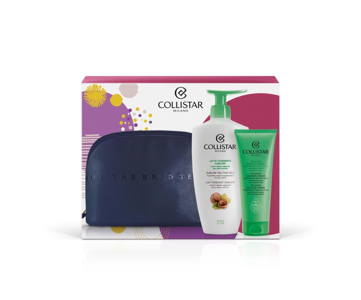 Collistar Cofanetto Latte Fondente Sublime 400ml + Talasso Doccia Crema 150 g + Travel-Bag The Bridge