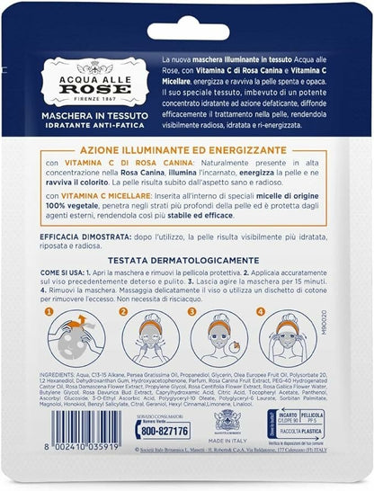 Acqua Alle Rose Maschera In Tessuto Illuminante Idratante Antifatica