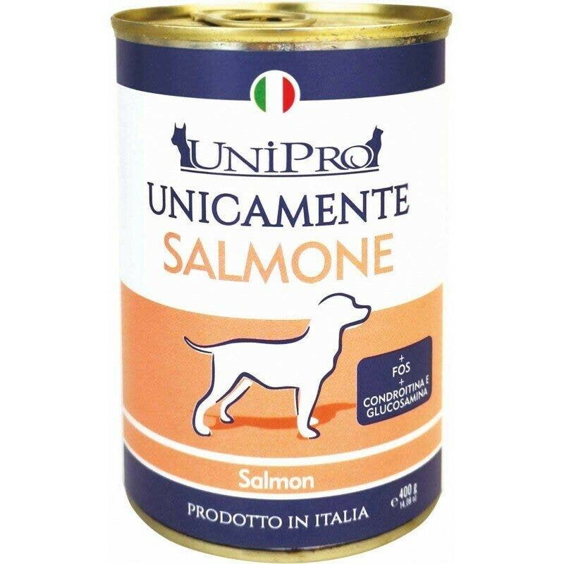 Unipro Unicamente Salmone Cibo Umido Cani Adulti Barattolo 400g