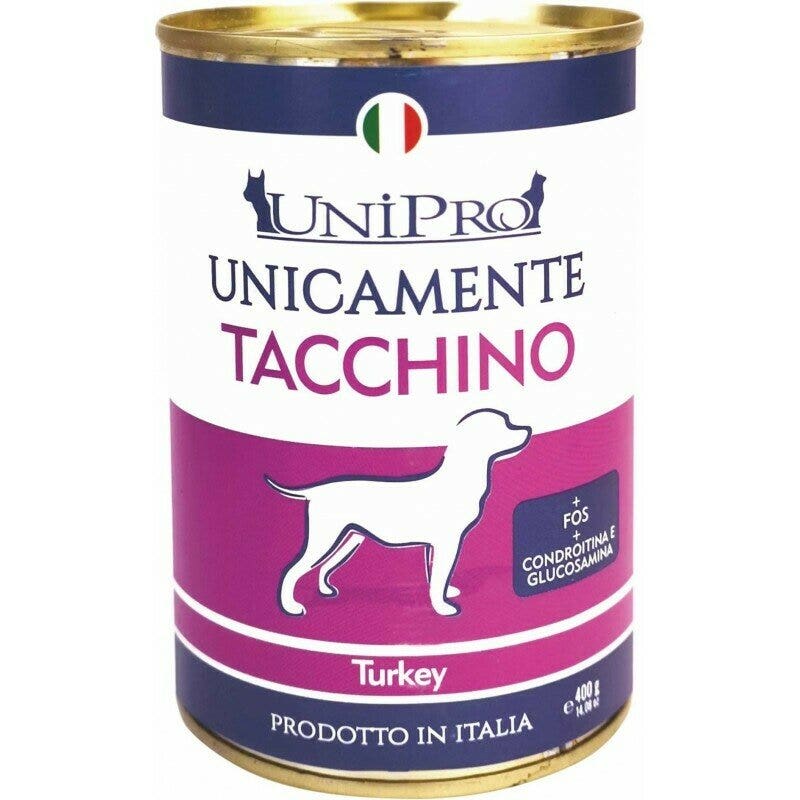 Unipro Unicamente Tacchino Cibo Umido Cani Adulti Barattolo 400g