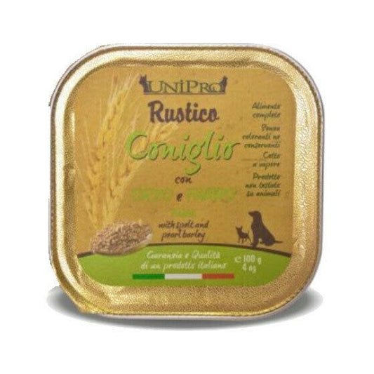 Unipro Rustico Cibo Umido Coniglio Orzo E Farro Per Cani Vaschetta 100g