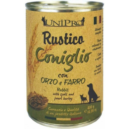 Unipro Rustico Coniglio Orzo Farro Cibo Cane Adulto Barattolo 400g