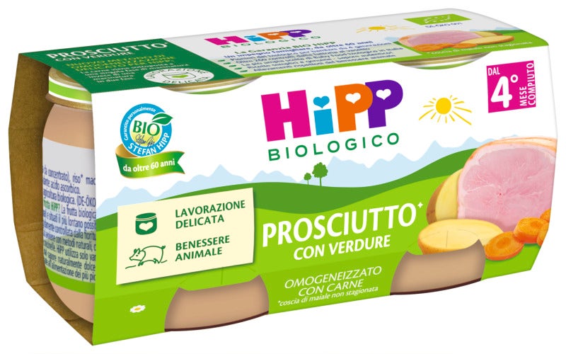 Hipp Bio Omogeneizzato Prosciutto con Verdure 2 Pezzi da 80 g