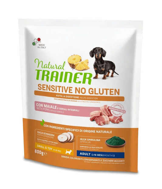 Natural Trainer Cane Sensitive No Gluten Mini Adult con Maiale 800g